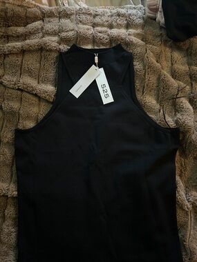 525 America Black Ribbed High Neck Tank